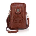 APHISON Small Crossbody Bags for Women, Lightweight Leather Cell Phone Purse, Mini Shoulder Handbags COFFEE