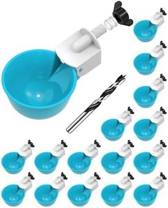 psarnuk Chicken Waterer Cups (16 Pack/Light Blue) - DIY Automatic Large Chicken Water Feeder for Ducks Quail and Various Poultry Dispenser with Matching Drill, Double Rubber Ring, Not Leaking Wate