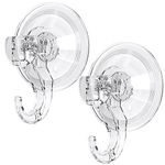 GlobaLink Suction Hooks, Clear Reusable Heavy Duty 3KG Vacuum Suction Cup Hooks, Plastic Suction Hanger Vacuum Seamless Sucker Hook for Bathroom Kitchen Window Bags Coats Xmas Wreath, 2 Pack