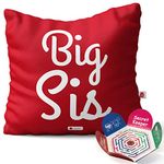 Indigifts Big Sis Quote Micro Satin; Fibre Cushion Cover 12x12 inches with Filler for Raksha Bandhan for Sister (Magenta)