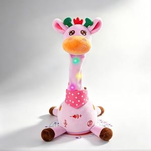 LLUKEME Dancing Talking Giraffe Toy, Stuffed Animal Baby Toy Repeating What You Say, Glowing Musical Electronic Giraffe Gifts for Toddlers 1-3 Years Old (Purple Giraffe)