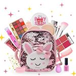 Kids Real Makeup Kit for Teens, Pre-teens & Girls with Sparkle Cute Bag - Real, Non Toxic, Washable Make Up Toy- Gift for 6 7 8 9 10 12 13 14 Years Old Girls Birthday Gifts