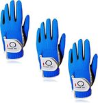 FINGER TEN Men’s Golf Gloves Worn on Left Hand for Right Handed Golfer Value 3 Pack, Rain Grip Hot Wet Weather Comfort Fit ML Lh Blue Color (Blue, M-Large, Left)