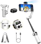 AOCHUAN Gimbal Stabilizer for iPhone, Phone Gimbal with AI Tracking Sensor for Vlog Recording, 3-Axis Phone Stabilizer with 7.8' Extension Rod and OLED Display for iPhone/Android-Smart X2 AI White