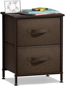 Sorbus Nightstand with 2 Drawers - Bedside Furniture End Table Night Stand with Steel Frame, Wood Top & Easy Pull Fabric Bins - Small Dresser & Chest for Home, Bedroom Accessories & Office