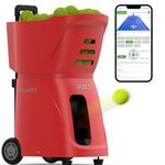 PT-Smart and Padel Tennis Ball Machine - Portable and High Capacity for Quality Training, Multi-functional with Intelligent Remote Control and Automatic Ball Feeding, Ideal for Beginner (Red)