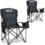 Overmont Oversized Folding Camping Chair 2Pack - 450lbs Support with Padded Cushion Cooler Pockets - Heavy Duty Collapsible Chairs for Sports Garden Beach Fishing Black 2pk