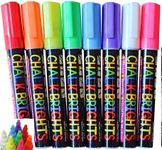 FANTASTIC CHALK PENS & MARKERS - 8 Pack BEST for Kids Art Menu Board Bistro Boards Non Porous Chalkboard Blackboard Whiteboard - Glass & Window Pens & Erasable Paint Marker with Reversible 6mm Fine or Chisel Tip - Bright Neon Coloured Plus White ( includes 8 Chalk Labels)