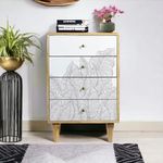 Kraft Bazaar Solid Wood Ranthambore Chest of Drawer | Dresser with 4 Drawers | Wooden Chest of Darwers | Chest of Drawers with Storage | Finish- Natural and White