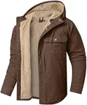 Mr.Stream Men's Hooded Coat Casual Thicken Work Sherpa Lined Fleece Snap Shirt Jacket 3255 Brown S