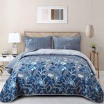 WONGS BEDDING Blue Floral Quilt Set