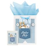 Loveinside Baby Boy Gift Bag with Tissue Paper and Greeting Card for Baby Shower, New Parents, and More - 16.5" x 12.6" x 5.7", 1 Pcs