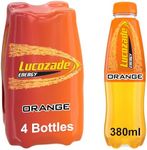 Lucozade Energy Drink, Orange Flavour, Fizzy, 4 Pack, 380ml Bottles