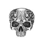 Dochais Men's Ring Silver,Stainless Steel Rings,Gothic Skull Ring for Men,Vintage Gothic Biker Ring (Silver, P½)