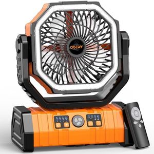 OGERY 20000mAh Rechargeable Camping Fan，Portable Battery Powered Fan with LED Lights, Remote & Oscillating - 4 Speed for Tent, Travel, Bedroom, Car, Outdoor Camping Essentials