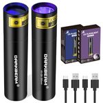 DARKBEAM UV Torch 365nm Black Light and 395nm Blacklight, USB Rechargeable LED Ultraviolet Flashlight, Mini Portable Detector for Pet Urine, Uranium Glass, Rocks, Curing Resin, Leak Detection, 2 Pack