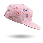 PEECABE Kids Baseball Hat Novelty Flat Brim Toddler Sun Hat Boys Girls Trucker Cap Spring Summer (Pink Rainbow, 4-8 Years)