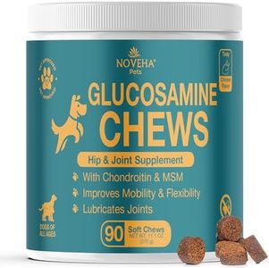NOVEHA Dog Glucosamine Chews | Hip and Joint MSM Formula for Dogs Joint Care | Senior Pet Joint Health Supplement | Premium Glucosamine and Chondroitin for All Breeds | 90 Soft Chews; Chicken Flavor