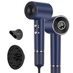Air-Sonic Hair Dryer, PARWIN PRO BEAUTY HD-LED Display Hairdryer with 110,000RPM Brushless Motor, 200 Million Negative Ionic hairdryers, 25M/S Air Flow for Fast Drying (Blue)