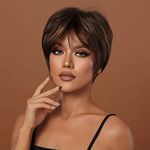 Omoge Hair Ltd 6 Inch Pixie Cut Wig - Brown with Blonde Highlights, Synthetic Hair Short Wigs For Women Bob Wig