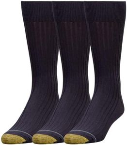 Gold Toe Men's Canterbury Dress Sock, Navy, Sock Size 10-13, 3-Pack(Shoe Size 6-12.5)