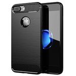 cadorabo Case for Apple iPhone 7 PLUS / 7S PLUS - Cover in BRUSHED BLACK - Mobile Phone Cover made of TPU Silicone in Stainless Steel Carbon Fiber Optics - Silicone Ultra Slim Soft Back Cover Case