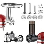 Meat Grinder & Slicer Shredder Attachments for KitchenAid Stand Mixer, Metal Food Grinder and Sausage Stuffer Accessory and Slicer Shredder Set, For Kitchenaid Mixer Attachments by Innomoon