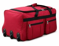 LuggageKing 36-Inch XL Rolling Duffel Bag with Wheels - Ideal Travel Bag for Travel, Sports, Hockey, and Cargo Outdoor Hockey Bag - Convenient and Spacious Gym Bag (Red)