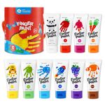 Jar Melo Safe Finger Paints for Toddlers, 10 Colors Large Capacity (2.1fl oz), Non Toxic Washable Fingerpaint Set, Kids Art Painting Supplies, Gift for Kids Age 2+