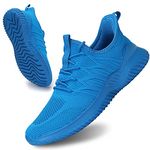 Socviis Mens Slip On Running Shoes Athletic Walking Trainers Lightweight Breathable Mesh Tennis Sneakers, Light Blue, 9.5