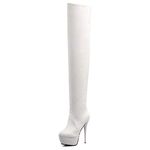 Smilice Women Fashion Thigh High Boots White