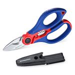 WORKPRO Electricians Scissors with Wire Stripper, 6-1/2 INCH(163MM), Multi-Function Stainless Steel Electricians Shears with Belt Clip Sheath