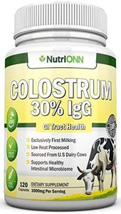 NutriONN 1000mg - 120 Capsules 30% IgG Non-GMO US Dairy First Milking Bovine Colostrum Low Heat Processed Great for GI Tract Health Immune Support Bone and Muscle