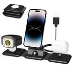 Foldable 3 in 1 Charger Compatible with iPhone 16/15/14/13/12,Apple Watch Series 10/9/Ultra 2/8/7/SE/6/5/4,Air-Pods 4/3/Pro/2 Portable Charger Stand Fast Charging Station Pad Multiple Devices(Black)