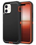 I-HONVA for iPhone 11 Case Shockproof Dust/Drop Proof 3-Layer Full Body Protection [Without Screen Protector] Rugged Heavy Duty Cover Case for Apple iPhone 11 6.1-inch,Black/Orange, BT0002-11