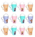 Kotak Sales Vanila Ice Cream Shape Kids Mug for Milk Shake Coffee Holds 400ML Cold Drinks Cup with Lid Food Grade Drinkware Return Gift for Kids Birthday Party (Set of 12 Pcs)