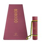 WiseLife 7 chakra Printed 6MM Yoga Mat + Yoga Strap For Men, Women, Kids | Anti-Slip Extra thick, long & Wide Exercise Sports Mat for Workout, Fitness, Yoga, Gym, Home & Pilates (Wine Chakra)