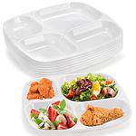 Dicunoy 8 PCS Divided Meal Tray, 10 Inch Melamine Dinner Plates for Adults, Sectional 4 Compartments Portion Control Plate Reusable Serving Platter for Salad, Noodles, Camping, Picnics