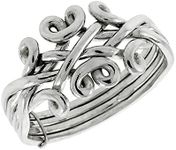 Sterling Silver 4-Piece Design Puzzle Ring Wire Wrapped for Men and Women 12.5mm wide size 7