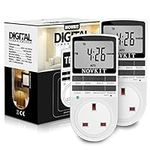 2 x NOVKIT Digital Security Timer Plug Socket Programmable Switch Timer with 10 ON-Off Programs and Random Mode for Home and Indoor (230V, 13A, 2900W)