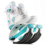 FIT BOOTS Low Impact Rebound Shoe fits kangoo Jumps XR3 for Extra Calorie Burn, Running, Virtual Fitness Classes White/Aqua