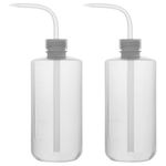 XCD Plastic Wash Bottle with Measurement, 2-Pack Lab Squeeze Wash Bottle Safety LDPE Plastic Chemical Wash Bottle with Narrow Mouth, 500 ml (16 oz)