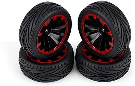 Dilwe Neumático de Coche RC, Neumático de Goma + Cubo de Plástico, Grano/6 Agujeros/10 Agujeros, 4 Piezas/Juego, para HSP Redcat Exceed RC Traxxas Tamiya HPI 1/10 Coche (10 Agujeros)