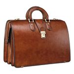 Banuce Vintage Leather Briefcase Men attache case Doctors Bag with Lock 15.6 Inch Laptop Bag Business Office Work Messenger Bag Brown