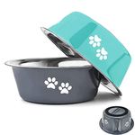 YUDANSI 1560ml Dog Bowls 2 Pack Medium Large Dogs Feeding Bowls Food Water Bowls with Non-Slip Silicone Sole, Stainless Steel Dog Dishes Elevated Raised Pet Feeder