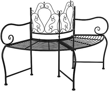 'vidaXL Black Steel Tree Bench - Weather-Resistant Outdoor Seating of 150 cm Diameter