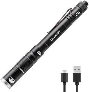 okcomuy Rechargeable Pen Light Flashlight IP67 Waterproof with Pocket Clip 4-Zoomable, Prefect Pocket Flashlight for Inspection,Work,Repair
