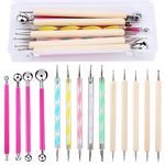 Qzma 14 PCS Dotting Tools Ball Styluses with Box, Dotting Tools Set Rock Painting, Pottery Clay Modeling Embossing Nail Art