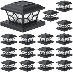 APONUO 4x4 Solar Post Cap Lights 16 Pack - 6x6 Post Cap Solar Light, 2-Mode, IP64 Waterproof, Post Lights Solar Powered for 4x4 5x5 6x6 Wood/Vinyl Posts, Black
