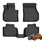 Wailtnb Floor Mats Custom for BMW X1 2023 All Weather Protection TPE Waterproof Non-Slip Durable Floor Liners Fits Front& 2nd Row Full Set Black Accessories